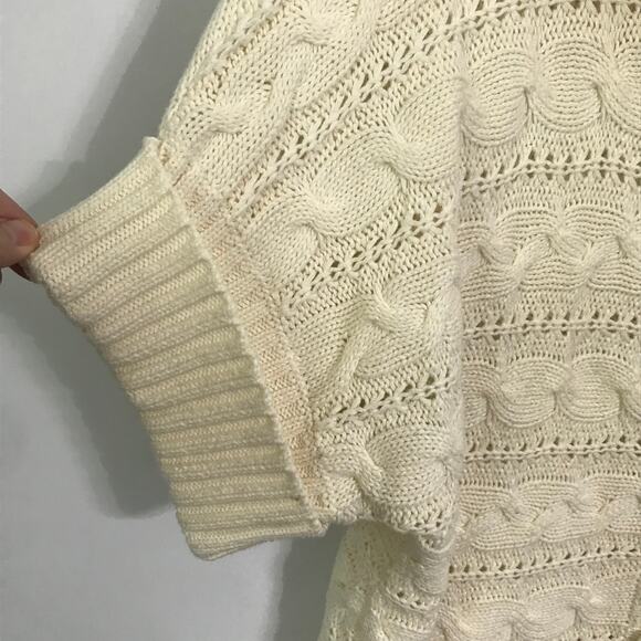 Michael Michael Kors Sweater Large Womens Cream Ivory Cableknit Short Sleeve L - Picture 6 of 11